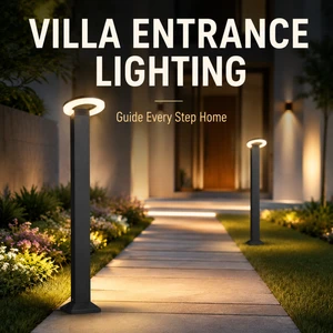 Circular 12W Landscape Pillar Light AC85-260V Multi-Size 400mm 600mm 800mm Modern LED Bollard Lamp for Driveway Pathway