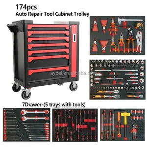 174Pcs Auto Repair Tool Kit 7 Drawers Tool Cart Mobile Garage Tool Trolley ODM OEM Acceptable