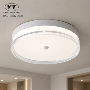 Modern Round Led Ceiling Light 48W Acrylic Iron Flush Mount Remote Dimmable Tri Color For Home Bedroom Living Room