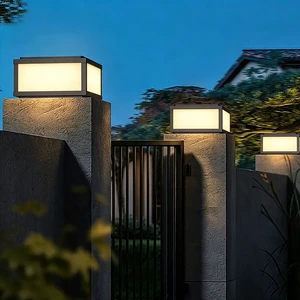 Garden Lights Waterproof LED Square Pillar Lights For Outdoor Courtyard E27 Base Aluminum Body IP65 Wall Gate Pillar Light