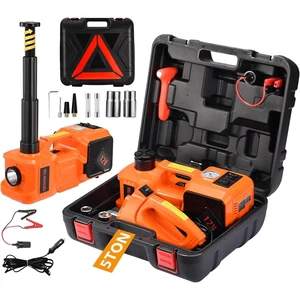 MDS Brand Steel Car Jack Kit 5 Ton 12V Floor Portable Hydraulic with Impact Wrench Tire Inflator Pump & LED Lights