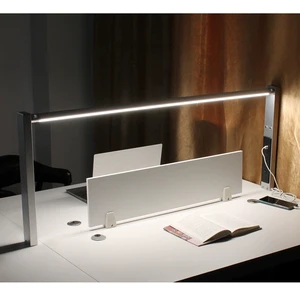 Architectural Linear LED Desk Lamp with Integrated Power Socket & USB Port, Commercial Grade Office Task Lighting for Projects