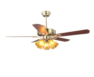 Factory Hot Sell Remote Control Ceiling Fan Light DC Wooden Blade Modern Design Retro Luxury Decoration Hotel Fan Light