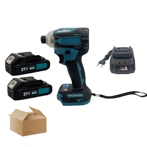 21V Industrial-Grade DIY Home Battery-Powered Brushless Screwdriver Hand Drill Electric Wrench Electric Tool Set 2000mAh LED