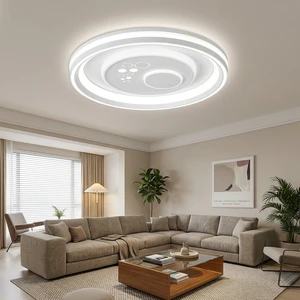 Integrated Zhongshan Ceiling Fan Light with Multi-Ring LED Design and Powerful Silent Motor Modern Living Room Air Circulation