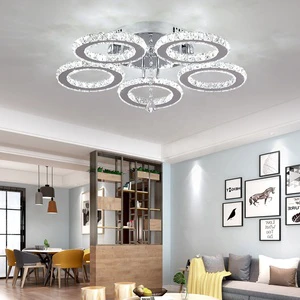 Modern 5 Ring Crystal LED Ceiling Lamp for Bedroom Living Room Illumination