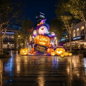 String Hanging Cartoon Ghost Lanterns, Road High-altitude Decor, for Municipal Avenues, Park Bridges & Ancient Trails