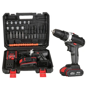 48V High Torque Portable Cordless Drill Set Wireless Battery Power Impact Drills Rechargeable Home Electric Screwdriver Kits