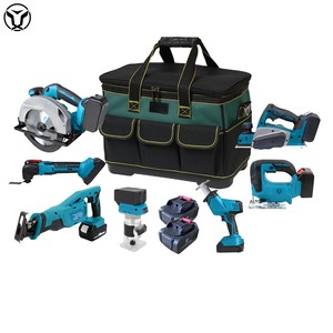 YUTUO 7pcs/set Circular Saw Oscillating Jig Saw Reciprocating Saw Router Planer Sabre Saw Woodworking Power Tool Set Combo Kit