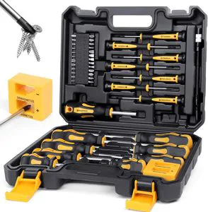 43 Piece Magnetic Screwdriver Set with Case, Professional Screwdriver Set Kit with Slotted Phillips Torx Hex Pozidriv Precision