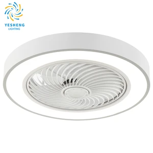 Multi-color Ceiling Round Fan Light Dimmable 2 in 1 Fan and Light with Remote Control Ceiling Fan with Led Light for Bedroom