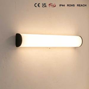 NewThingLine Opal Glass LED Mirror Light Nordic Black Oval Vanity Lamp 60cm Warm White for Hotel IP44 CRI 90