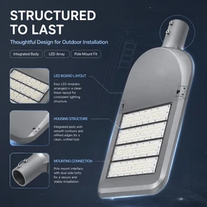 Wholesale 220V Waterproof IP65 Aluminum Alloy Body 200W LED Street Light Lamp for AC Power Supply