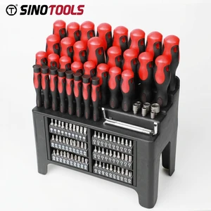 High-Carbon Steel Manual Tool Kit Professional 100 Pcs Magnetic Screwdriver Set with Storage Rack for Mechanics Home Repair
