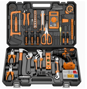 Complete Household Hardware Toolbox Set, Multifunctional Electrical Repair Kit with Cordless Drill for Home, Garage & Vehicle