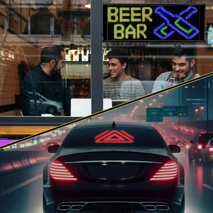 LED Car Sign Programmable LED Matrix Panel Flexible Screen Display APP Control for Car Bar Party Festival