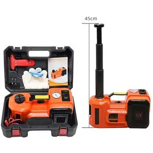 5 in 1 Electric Hydraulic Steel Flooring Car Jack 3 Ton 12V with Impact Wrench Tire Inflator Built-in LED Light
