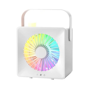 New Design Fan With Light Portable Colorful Lighting Air Cooling Smart Desk Fan For Indoor And Outdoor Camping
