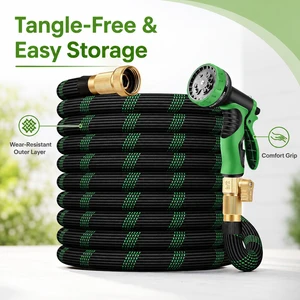 Garden Hose 100ft Customizable Pipe Length Garden Hose Braided Set Aluminum Alloy High-pressure Atomizing Spray Nozzle Water Gun