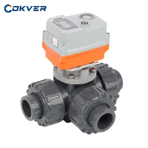 Electric 3 Way Ball Valve PVC UPVC NPT 1/2 Inch Motorized Flow Control for Chemical Pipeline Systems