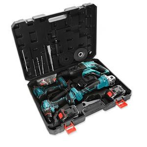 4-Piece 21V Cordless Power Tool Combo Kit Electric Hammer Angle Grinder Impact Wrench Drill-Efficient Tool Sets