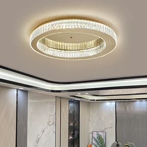 Modern Luxury LED Ceiling Lamp for Bedroom Round Crystal Ring Chandelier with Middle Size Elegant Round Ceiling Light