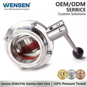 Wensen 304 SS 3in-10in Quick-mount Manual Butterfly Valve with Rapid Assembly Design for Sanitary Grade Fluid Systems