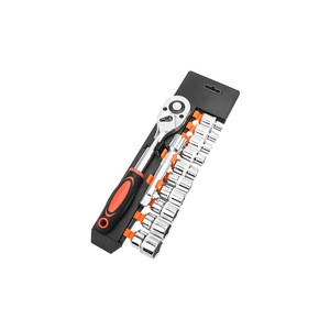 12-Piece Carbon Steel Ratchet Wrench Set 1/2-Inch Metric Socket Set Complete Heavy-Duty Automotive Repair Tool Kit