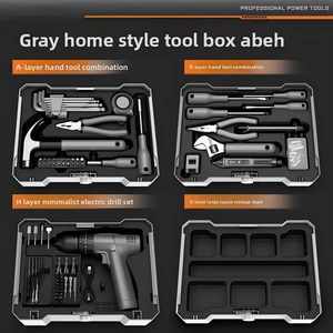 Multifunctional Household Power Tool Set with Drill & Toolbox, All-In-One Electric Hardware Repair Kit for Home, Garage