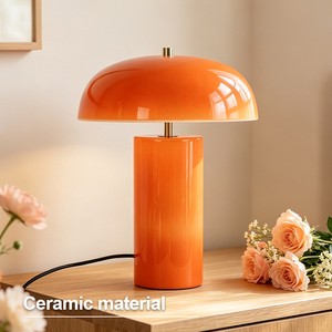 Ceramic Customization Orange Ceramic Indoor Table Lamp New Design Bedside Reading Lamp For Hotel Restaurant Bedroom