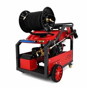 150Bar High Pressure Sewer Jetter Machine Drain Cleaning & Pipe Unblocking Equipment With15HP Gasoline Engine 30L/min