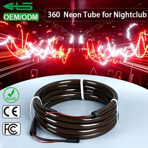 ODM D22 D30 DMX Black 360 Neon Flex Club Lights 5/7/8/10M RGB RGBW LED Silicone Black Neon Lights For Club Music Festival