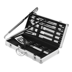 Hot Sale Promotional 18 Pcs BBQ Tools Set Outdoor Barbecue Grilling Charcoal Tools Set Knife Fork Spatula Tongs Skewers Brush