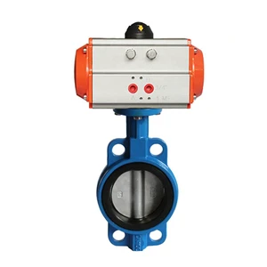 COVNA Quick Shipment DN80 3 Inch PN16 EPDM Rubber Seat Wafer Type Cast Iron Double Acting Pneumatic Actuator Butterfly Valve