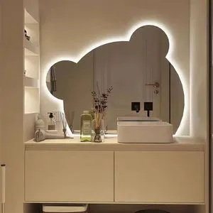 60X75cm Modern Glass Round LED Vanity Mirror Professional Bathroom Defogging Lighted Makeup Mirror Dropshipping DDP