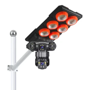 IP66 4G Solar Street Lamp 4MP PIR Security Camera Dual Lens LED Luminaire WiFi Night Vision Two-Way Audio Built-In Siren