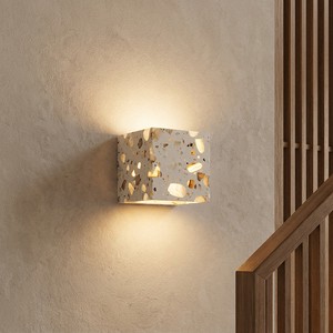 Modern Square Terrazzo Stone Wall Lamp 3000K Warm White LED Indoor Outdoor Garden Waterproof Sconce Bathroom Villa Corridor