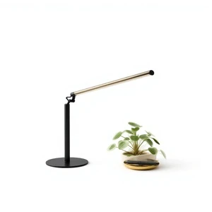 Minimalist Desk Lamp Metal Cylindrical Shade Touch Control LED 5000K Daylight Office Lighting Black Finish