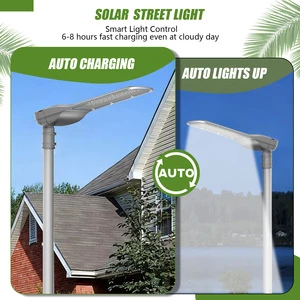 All In Two Solar LED Street Light 60W IP66 Waterproof Aluminum Lamp Body With LiFePO4 Battery For Main Road