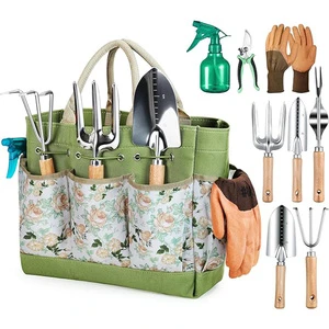 Hot Selling Garden Wood Handle Stainless Steel Garden Tool Set Gardening Weeding Tools