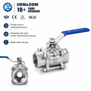 JIEXIN 3-piece Stainless Steel 304/316 Manual Water Threaded Ball Valve NPT/BSP G ODM/OEM PTFE Sealing 3-year Warranty DN8-DN100