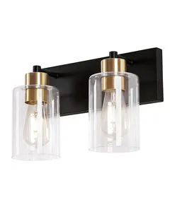 In Stock 2-Light Black Bathroom Vanity Light Fixtures Over Mirror Wall Mount Lighting Lamps for Hallway Laundry Foyer Bedroom