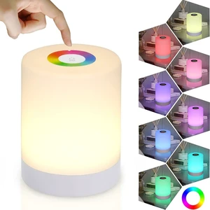 Portable RGB Touch Dimming USB Charging Bedroom LED Colorful Night Light Simple Design Wake Nursing Atmosphere Table Lamp