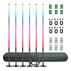 6pcs/set ABS Color Changing RGB LED Tube Light Remote Control IP54 Waterproof USB Rechargeable Dimmable Hotel Use 1.2m 5000mA