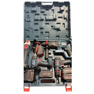 20V Long Battery Power Tools 4in1Combo Set Cordless Brushless Drill & Impact Wrench & Angle Grinder & Rotary Hammer