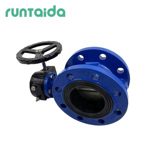 Gearbox Manual Soft Rubber Seal Double Flange butterfly Valve