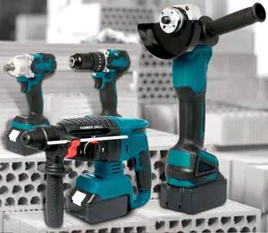 4 Sets Cordless Electric Tools Kit Drill Hammer Angle Grinder Impact Wrench Combo Power Tools Set