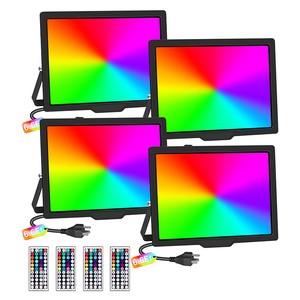 50W LED SMD RGBW Flood Light Remote Control 6.6Ft Cable IP66 Waterproof Adjustable Color Temperature Dimmable Garden Use 3-Year