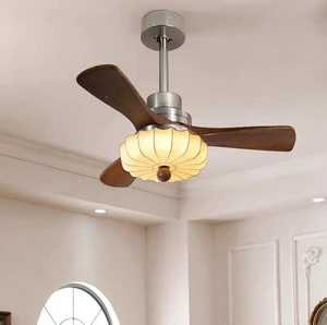 Modern DC/AC Motor LED Ceiling Fan Lamp with Remote Control 3-Speed Quiet Operation Black 30-34 DB for Outdoor & Home Use