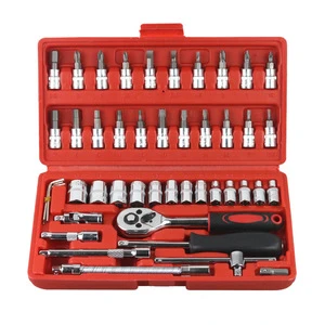 Superior Quality 46-piece Socket Set Ratchet Wrench Screwdriver Toolbox Car Repair Machine Household Hardware Screw Tool Set